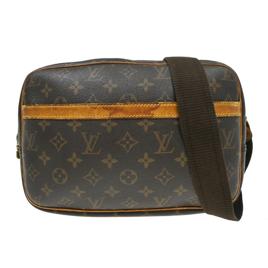 Louis Vuitton Reporter PM Monogram Crossbody Bag M45254: Louis Vuitton Reporter PM Monogram Crossbody Bag M45254 Vintage Louis Vuitton Reporter PM messenger shoulder bag in brown Monogram canvas with leather trim. This small bag features a zip closure, adju