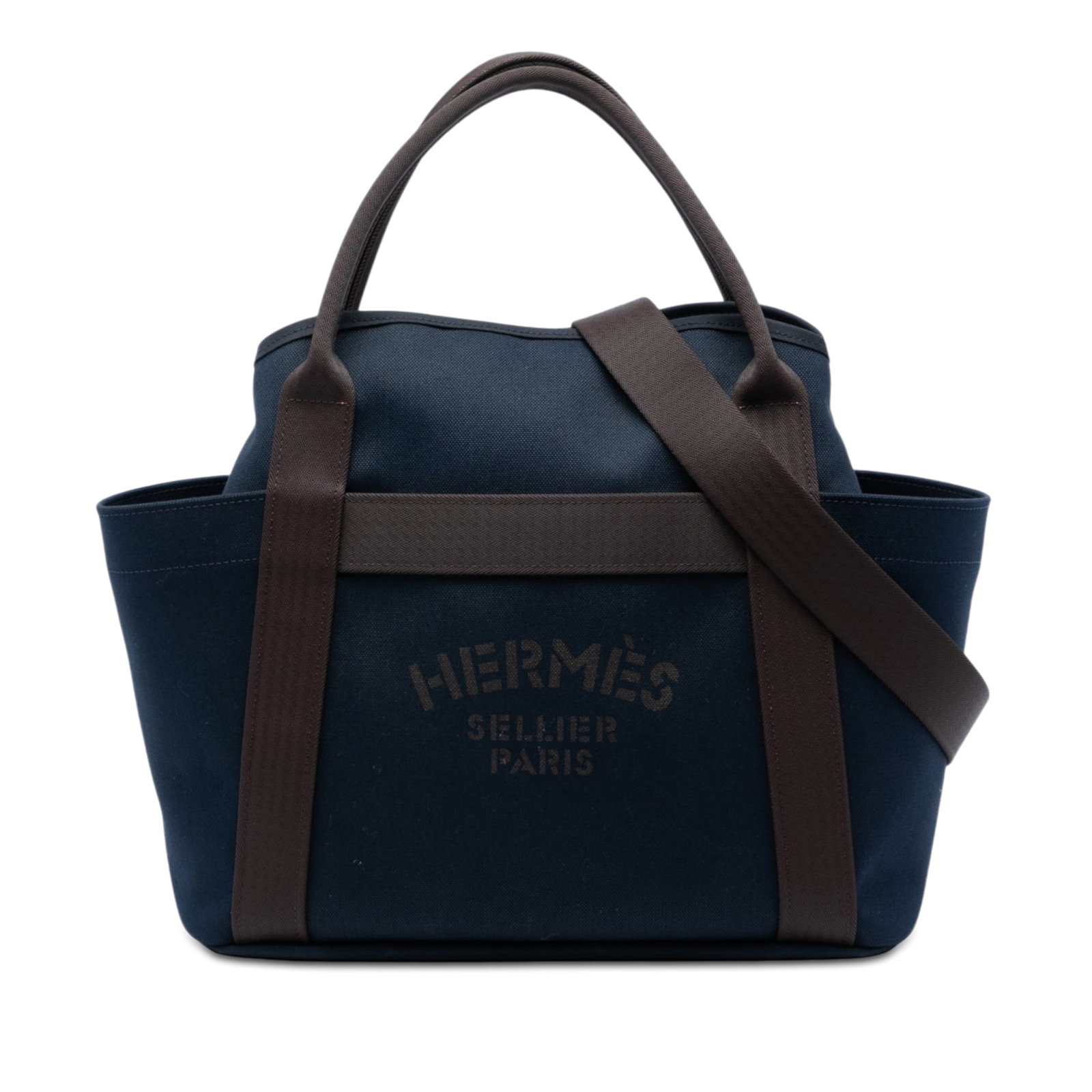 Hermes Sac de Pansage Toile Fabric Satchel Blue: Hermes Sac de Pansage Toile Fabric Satchel Blue A Hermes Toile Sac de Pansage Grooming Bag satchel from France, crafted with a canvas body and fabric material in blue. It features rolled canvas handle