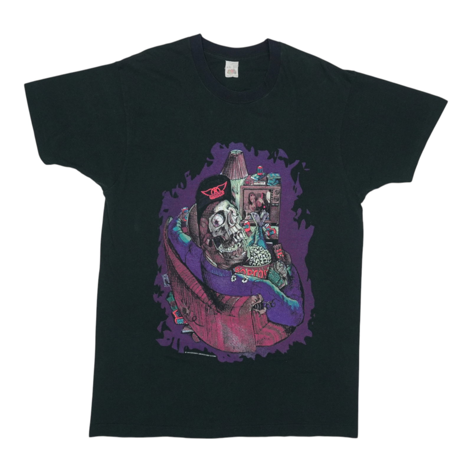 Black 1993 Aerosmith Get A Grip Tour T Shirt XL: Black 1993 Aerosmith Get A Grip Tour T Shirt XL Authentic original vintage 1993 Aerosmith Get A Grip Tour shirt with front and back graphics. This black cotton T-shirt is tagged extra large and is des