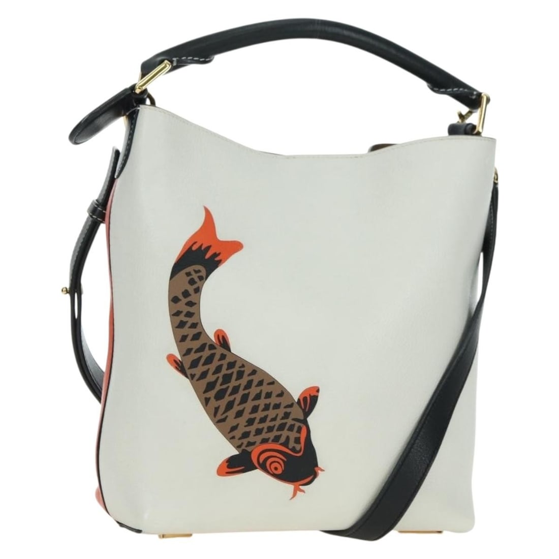 LOEWE white gold leather shoulder bag with strap and dust bag: LOEWE white gold leather shoulder bag with strap and dust bag This LOEWE shoulder bag is crafted from leather in a white and gold color scheme and offers versatile 2-way carrying with both a top handl