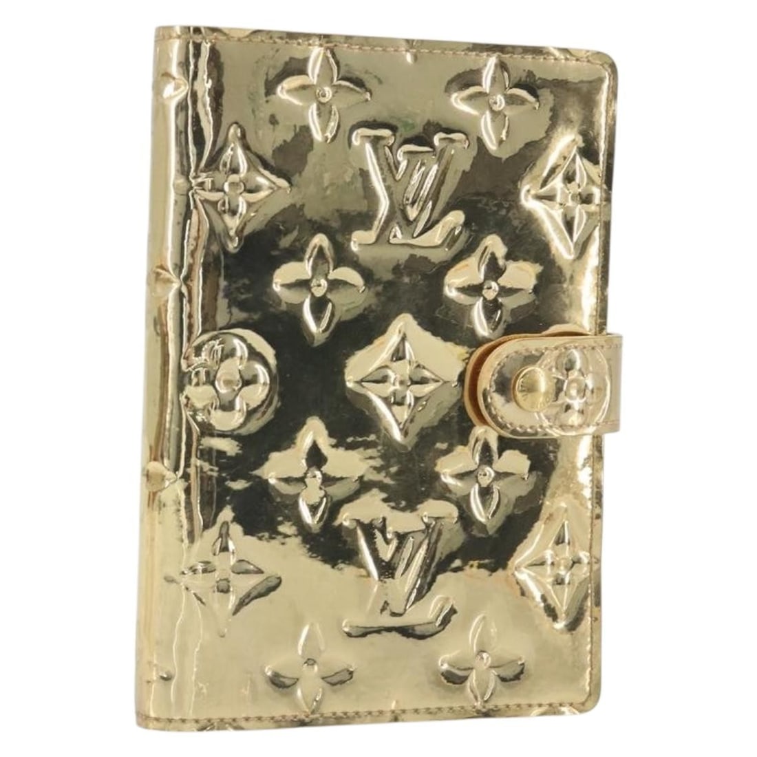 Louis Vuitton R20962 Agenda PM Day Planner Cover Monogram Miroir Gold: Louis Vuitton R20962 Agenda PM Day Planner Cover Monogram Miroir Gold Louis Vuitton Monogram Miroir Agenda PM planner cover in gold Monogram Miroir canvas. This day planner cover was made in France an