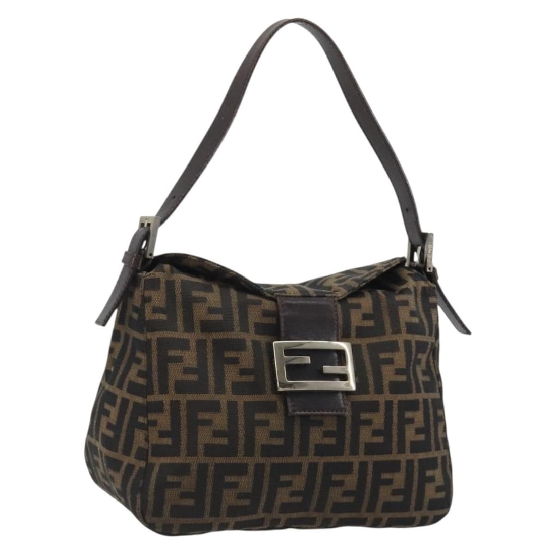 Fendi Mamma Baguette Zucca Canvas Shoulder Bag Brown Black: Fendi Mamma Baguette Zucca Canvas Shoulder Bag Brown Black Fendi Mamma Baguette shoulder bag in Zucca canvas with a brown and black exterior. Made in Italy, this women's bag comes with a dust bag and 