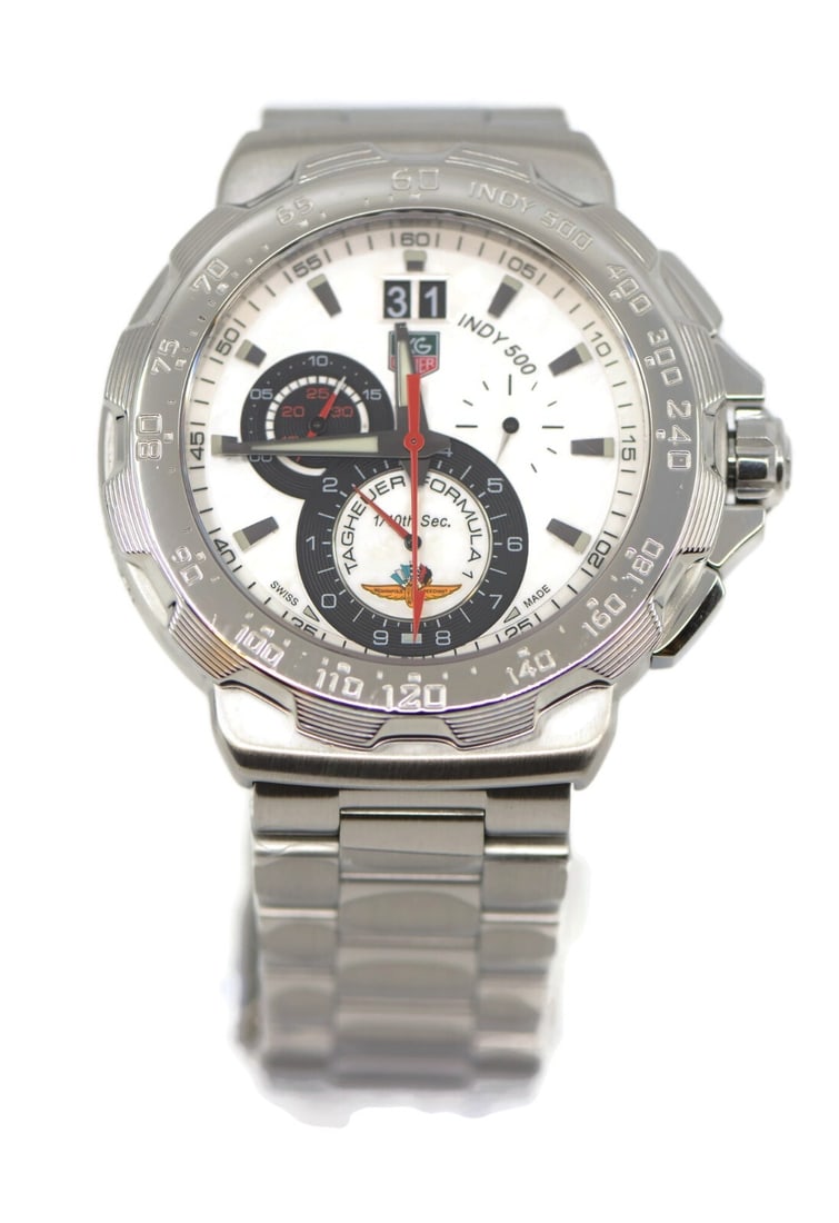 TAG Heuer Formula 1 Indy 500 Quartz Stainless Steel Watch CAH101B: TAG Heuer Formula 1 Indy 500 Quartz Stainless Steel Watch CAH101B Introducing the TAG Heuer Formula 1 Indy 500 Stainless Steel Watch. This stylish sports wristwatch features a durable stainless steel 