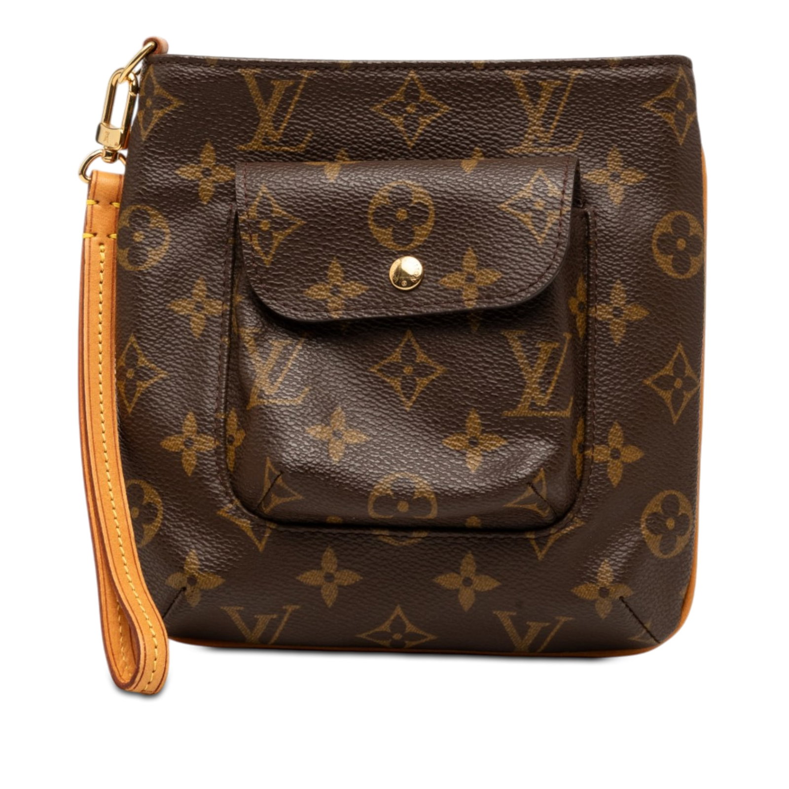 Louis Vuitton Partition Monogram Canvas Wristlet Clutch Bag: Louis Vuitton Partition Monogram Canvas Wristlet Clutch Bag This Louis Vuitton Monogram Partition clutch bag is crafted with a monogram canvas body and features a flat vachetta leather wrist strap, a 