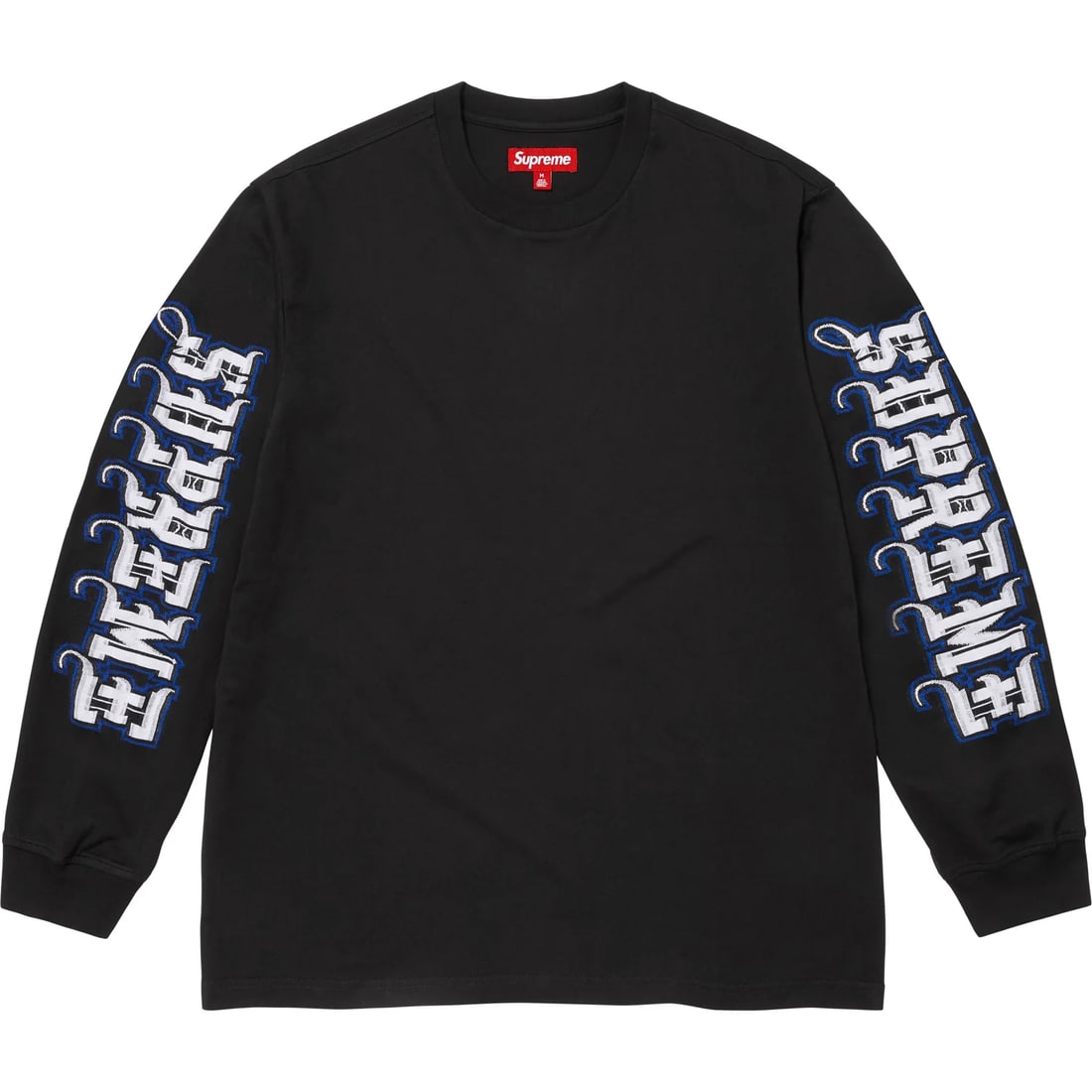 Supreme Intarsia Sleeve cotton long sleeve shirt black Large (1 of 2)
