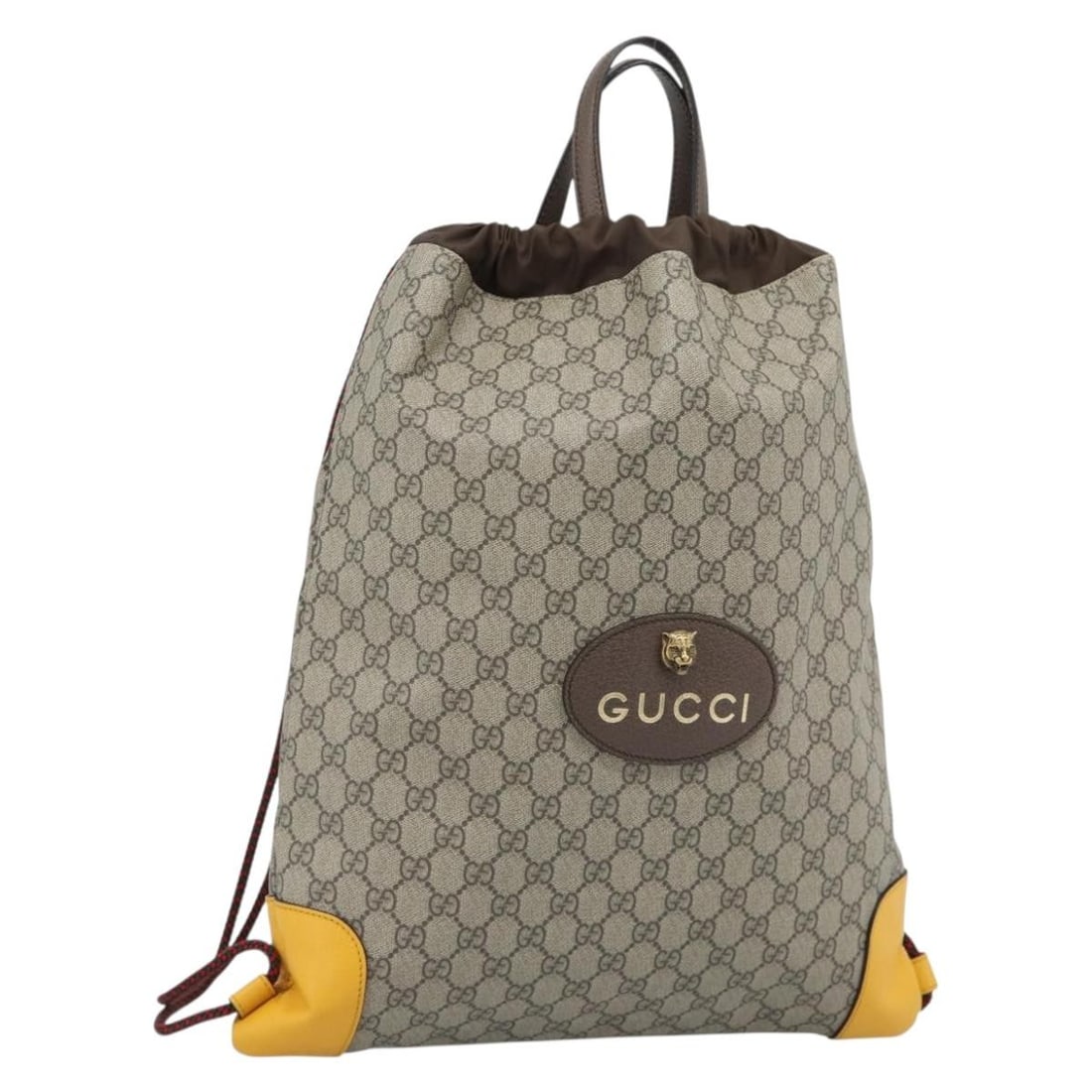 Gucci 473872 GG Supreme 2way Beige PVC Leather Backpack: Gucci 473872 GG Supreme 2way Beige PVC Leather Backpack Gucci GG Supreme 2-way backpack in beige PVC leather and GG canvas. Made in Italy, this women's backpack is offered in excellent condition with 