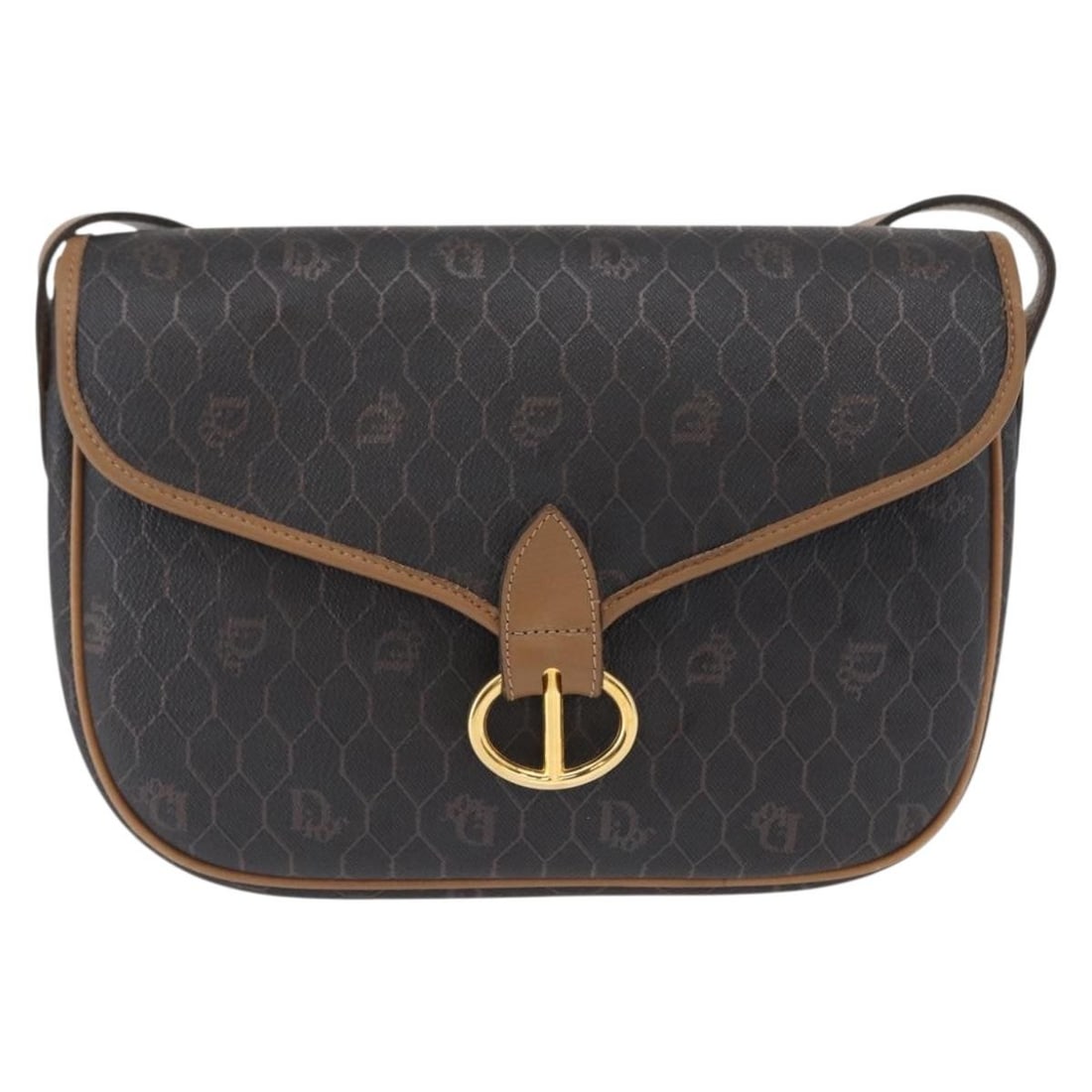 Christian Dior Vintage Honeycomb Flap Crossbody Bag Black Canvas Leather: Christian Dior Vintage Honeycomb Flap Crossbody Bag Black Canvas Leather This vintage Christian Dior Honeycomb Flap Crossbody Bag features a classic black canvas exterior accented with leather trim. T