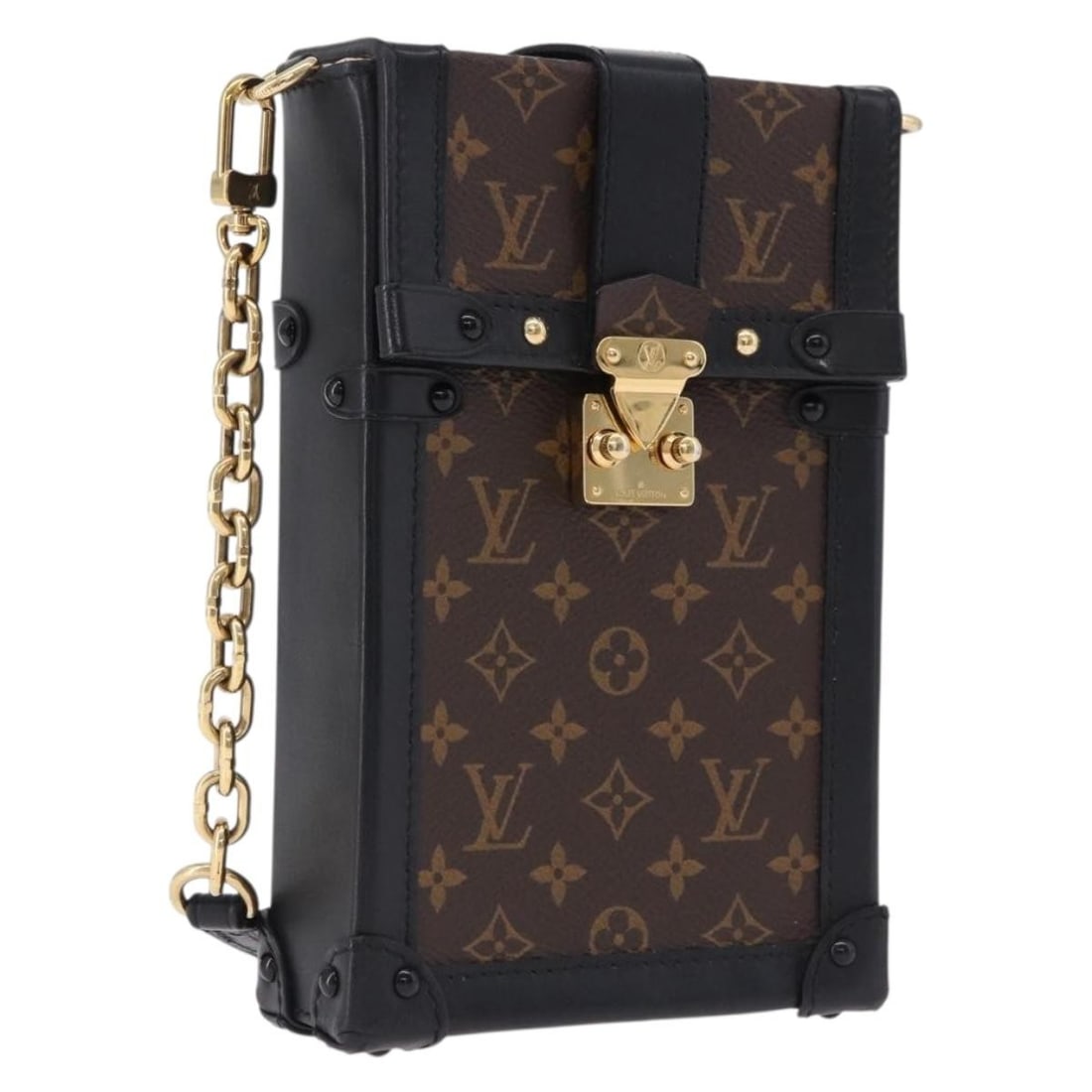 Louis Vuitton M63913 Monogram Canvas Vertical Pochette Trunk Shoulder Bag: Louis Vuitton M63913 Monogram Canvas Vertical Pochette Trunk Shoulder Bag Authentic Louis Vuitton Pochette Trunk Vertical shoulder bag in Monogram canvas. This women's bag is made in Italy and include