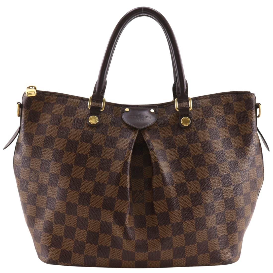 Louis Vuitton Siena Brown Canvas Handbag: Louis Vuitton Siena Brown Canvas Handbag Louis Vuitton Siena handbag in brown canvas with a structured silhouette and practical interior space. This pre-owned piece is in good condition with light mar