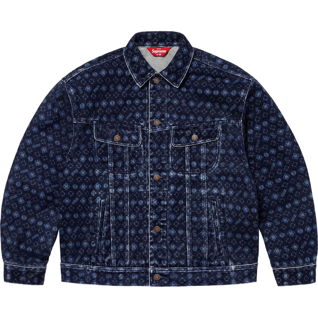 Supreme medium blue flocked denim trucker jacket (1 of 3)