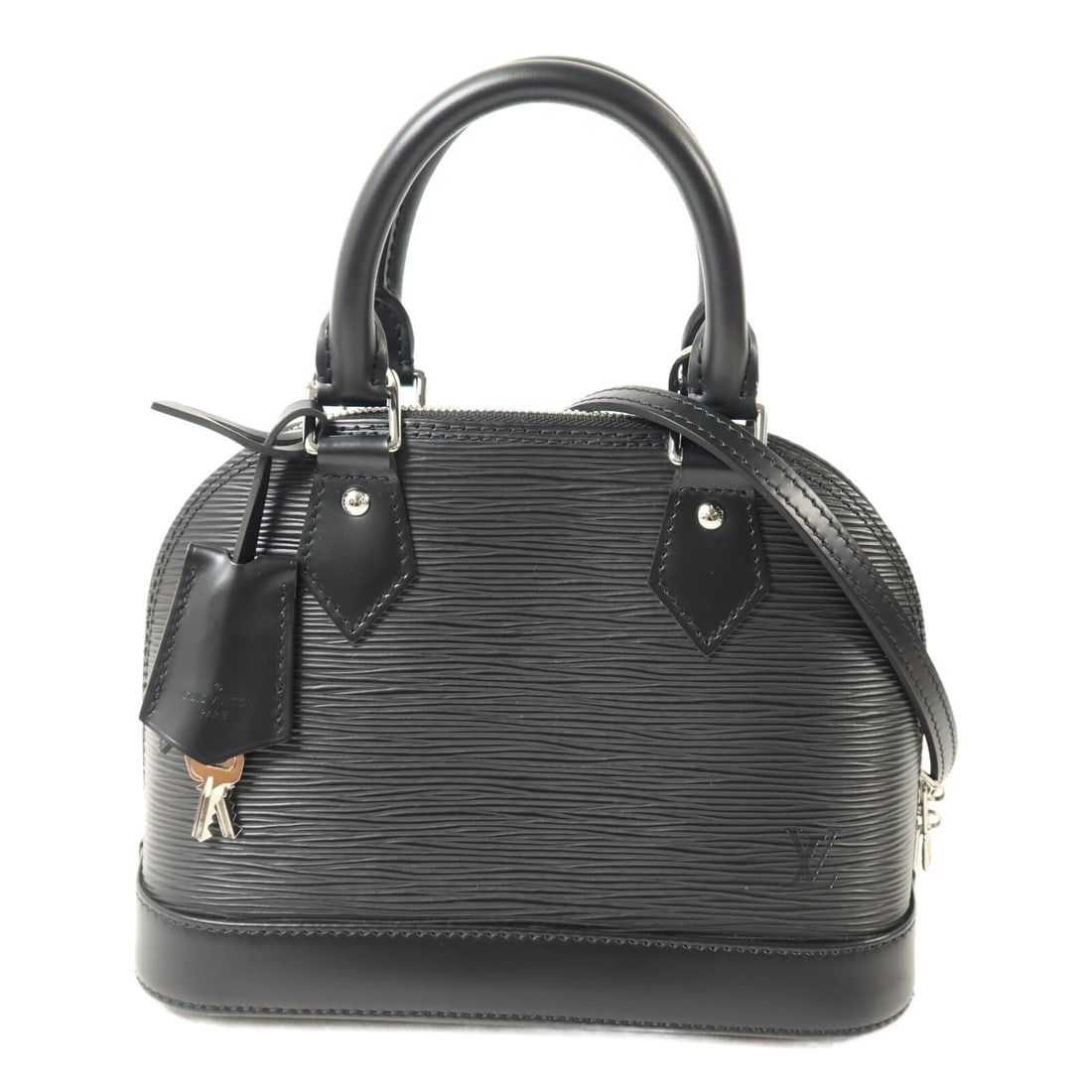 Louis Vuitton Alma BB M40862 Epi Noir 2 Way Shoulder Bag: Louis Vuitton Alma BB M40862 Epi Noir 2 Way Shoulder Bag A Louis Vuitton Alma BB 2way shoulder bag in black Epi and calfskin (cowhide), model M40862. It features a black exterior and frame color, with