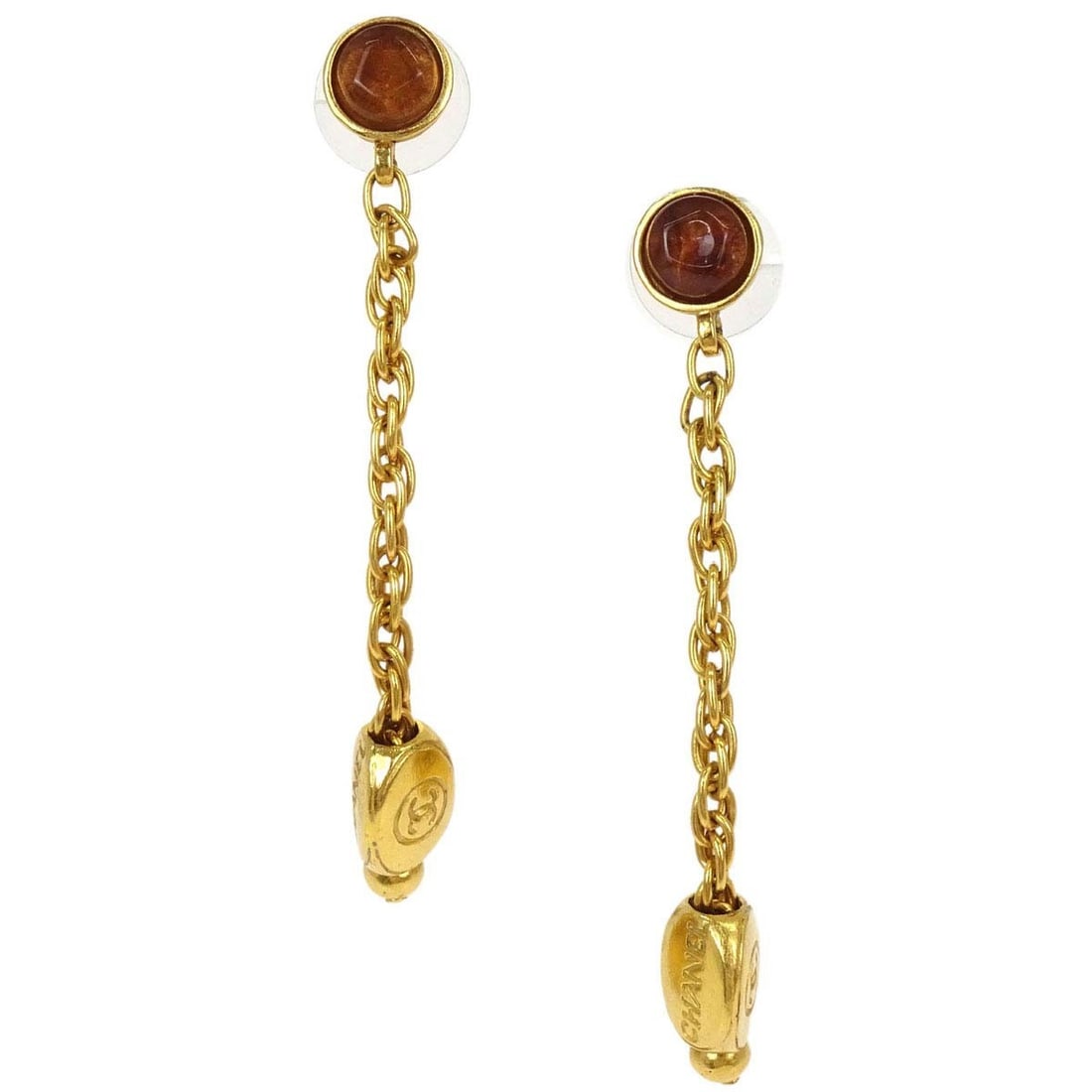 CHANEL 99A Gripoix Gold Plated Dangle Pierced Earrings: CHANEL 99A Gripoix Gold Plated Dangle Pierced Earrings Chanel dangle pierced earrings with a gold-plated finish and Gripoix detailing. Made in France, this pair features a screw back pierced closure. 