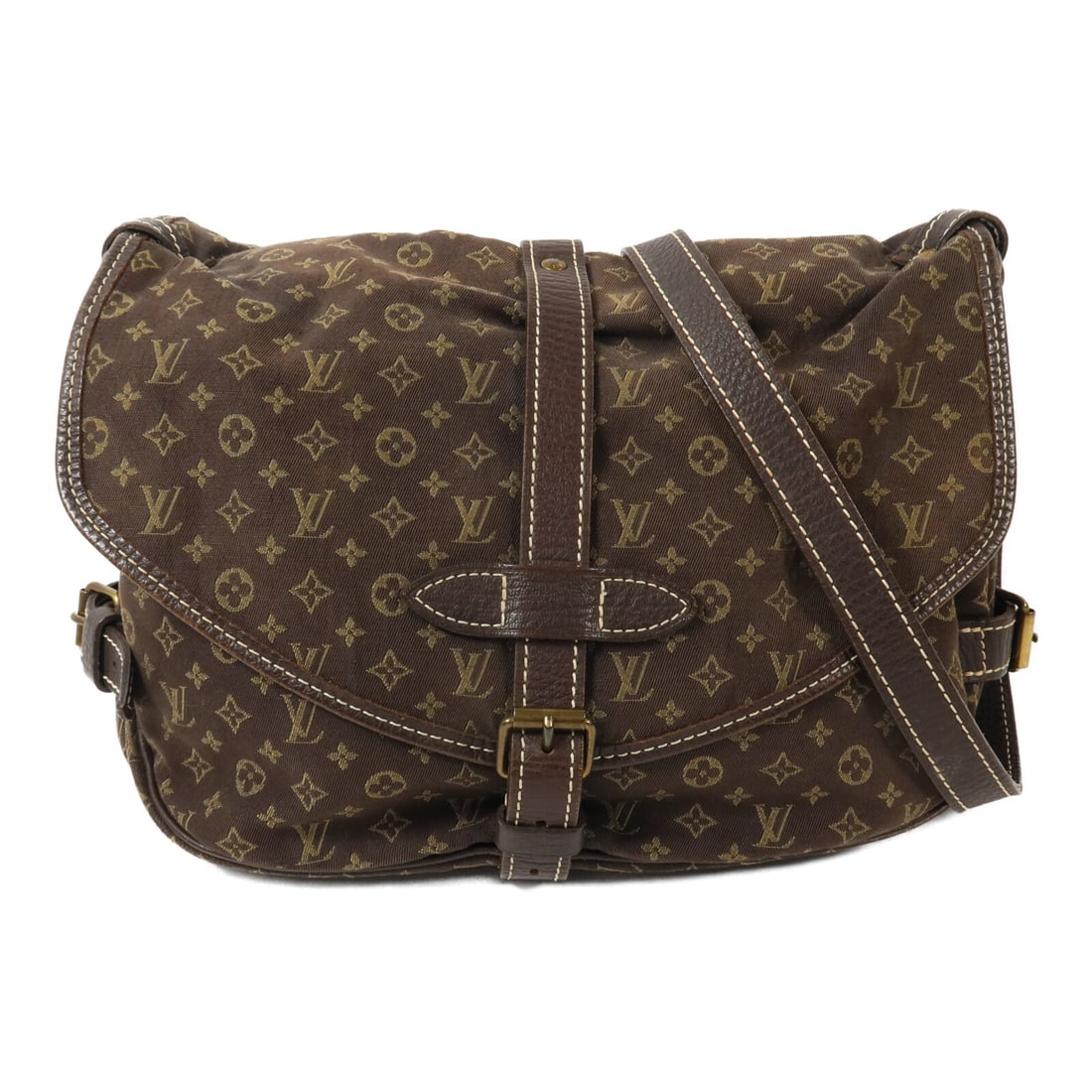 Louis Vuitton M95227 Lin Saumur Mini Monogram Shoulder Bag Brown: Louis Vuitton M95227 Lin Saumur Mini Monogram Shoulder Bag Brown Louis Vuitton Lin Saumur shoulder bag, model M95227, in brown monogram mini and canvas. It features a shoulder strap with adjustable le