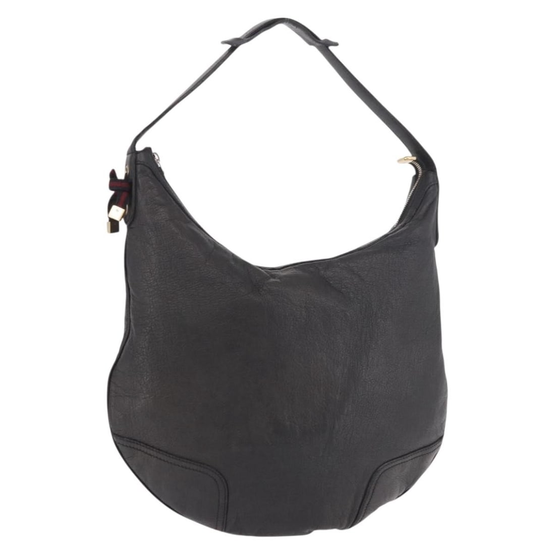 Gucci 162882 Black Leather Shoulder Bag Gold Tone: Gucci 162882 Black Leather Shoulder Bag Gold Tone Gucci shoulder bag in black and gold leather, made in Italy. The bag measures approximately 37 cm wide by 30 cm high, with a shoulder drop of approxim