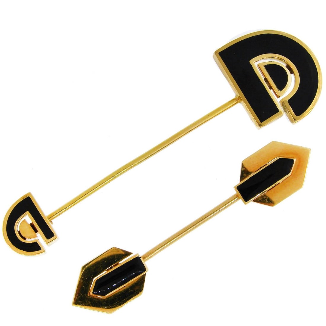 David Webb 18k Yellow Gold Black Enamel Pair of Jabot Pins (1 of 9)