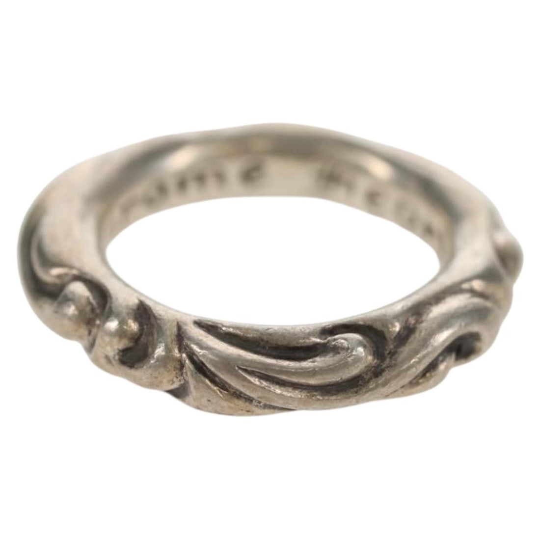 Chrome Hearts Scroll Band Ring Ag925 Silver Auth Japan Size #12: Chrome Hearts Scroll Band Ring Ag925 Silver Auth Japan Size #12 This Chrome Hearts Scroll Band Ring is a stunning piece crafted in Ag925 silver, showcasing the brand's iconic style. Designed in Japan,