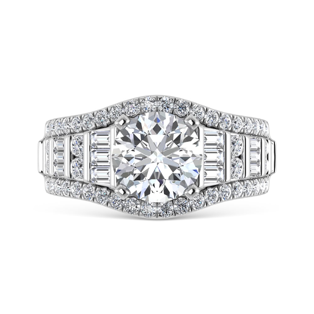 14K White Gold Lab Grown Diamond 4 1/4 ct.tw. Round Shape Engagement Ring (IGI Certified Center 3ct): 14K White Gold Lab Grown Diamond 4 1/4 ct.tw. Round Shape Engagement Ring (IGI Certified Center 3ct) 14K White Gold Lab Grown Diamond 4 1/4 ct.tw. Round Shape Engagement Ring 14k White Gold Stone Colo