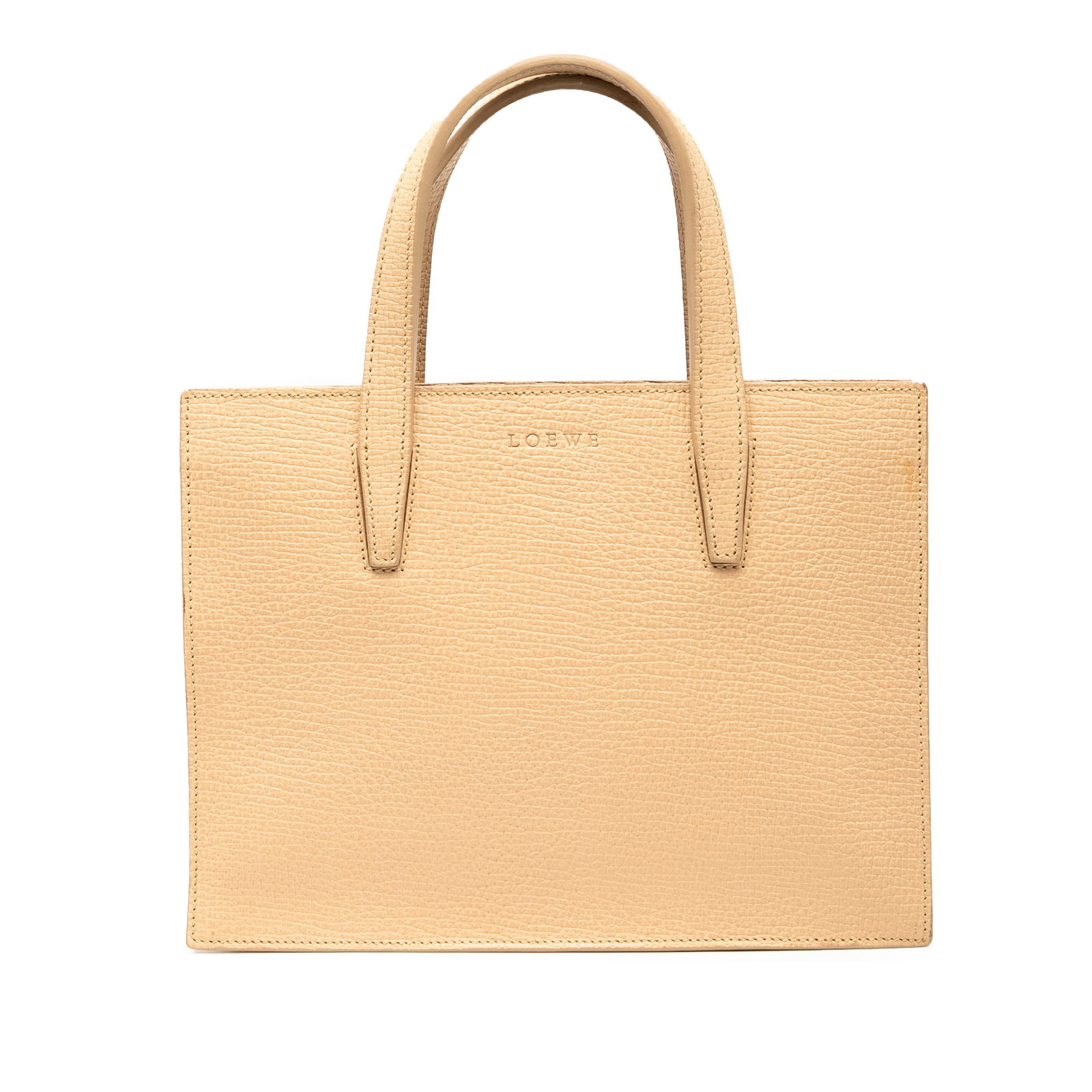 LOEWE Brown Leather Tote Bag Made in Spain: LOEWE Brown Leather Tote Bag Made in Spain This LOEWE Leather Tote is a stylish and functional accessory crafted from genuine leather. The bag features flat leather handles and an open top design, mak
