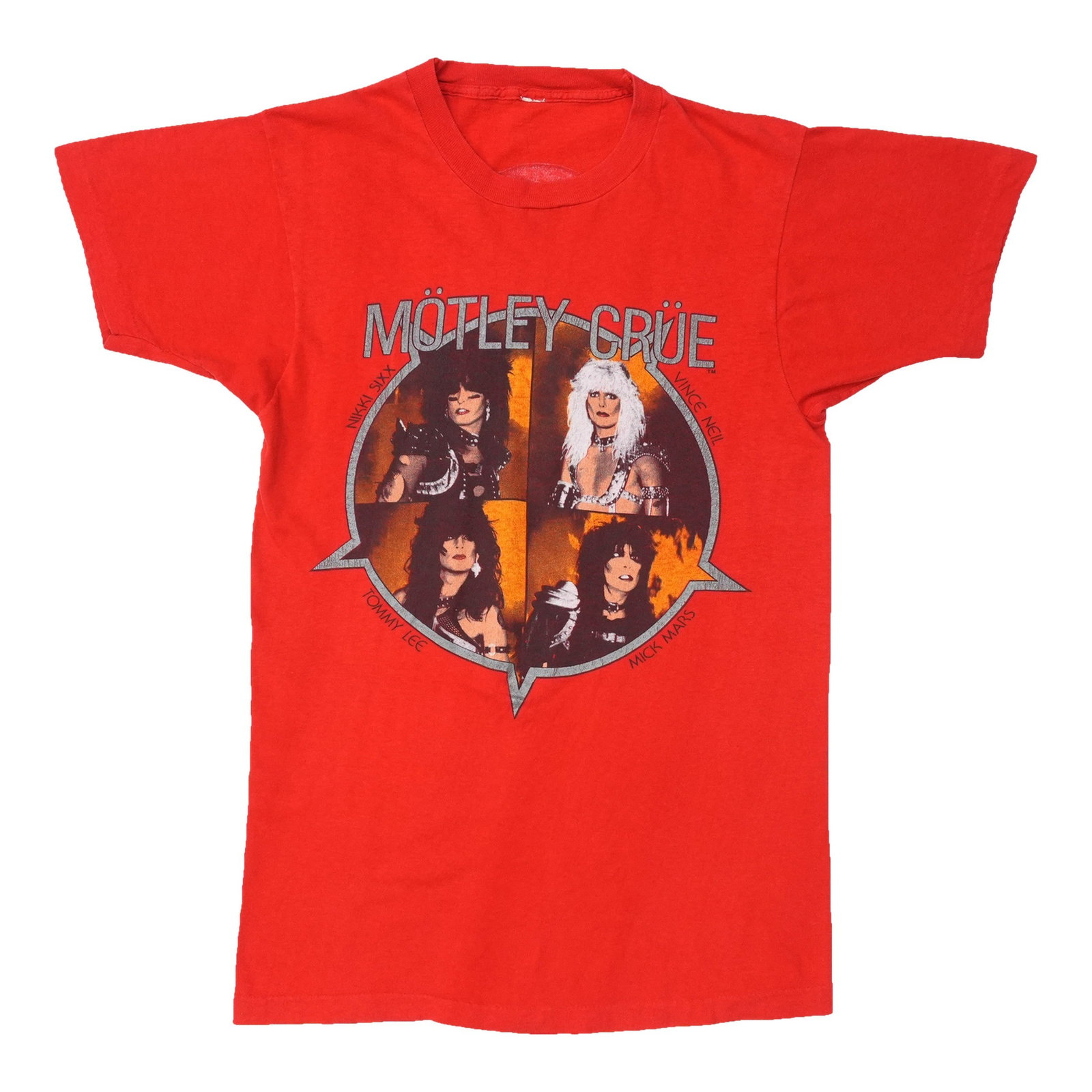 Vintage 1984 Motley Crue Shout At The Devil Red Cotton T Shirt: Vintage 1984 Motley Crue Shout At The Devil Red Cotton T Shirt Original vintage 1984 Motley Crue Shout At The Devil Tour shirt. This rare tee is described as a true vintage piece, not a modern reprodu