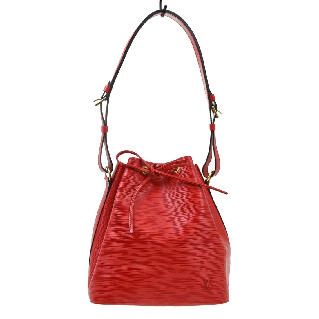 Louis Vuitton Petit Noe Red Epi Leather Shoulder Bag: Louis Vuitton Petit Noe Red Epi Leather Shoulder Bag Louis Vuitton Petit Noe bag crafted in red Epi leather. This piece is made in France and is presented in very good condition with visible wear. The