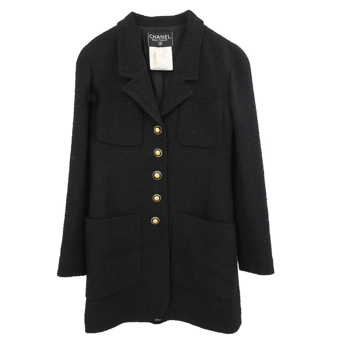Vintage Chanel Black Wool Nylon Mid Length Coat Size 38 (1 of 18)