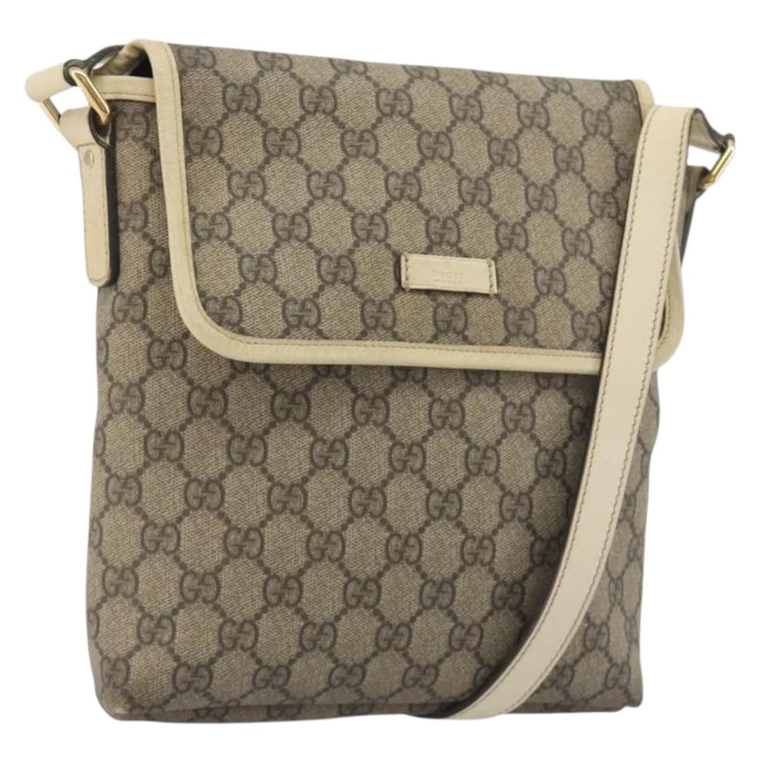 Gucci 223666 GG Supreme PVC Leather Shoulder Bag Beige Gold: Gucci 223666 GG Supreme PVC Leather Shoulder Bag Beige Gold Gucci GG Supreme shoulder bag in beige and gold PVC leather with an adjustable shoulder strap. This women's bag is made in Italy and is offe