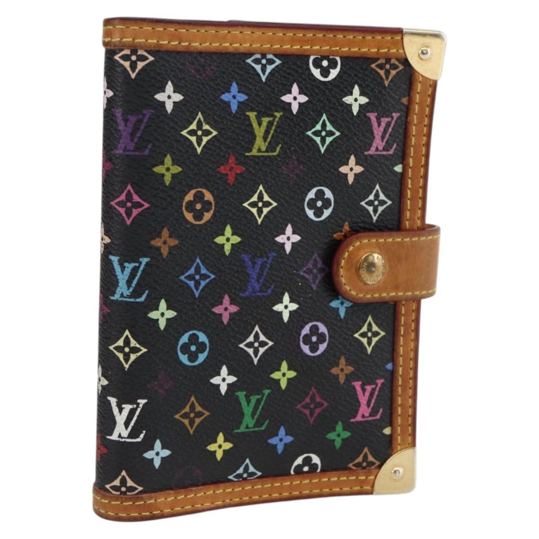 Louis Vuitton R20895 Agenda PM Black Multicolor Canvas Planner Cover: Louis Vuitton R20895 Agenda PM Black Multicolor Canvas Planner Cover Louis Vuitton Multicolor Agenda PM day planner cover in black Monogram Multicolor canvas. This heavily used cover shows visible wea