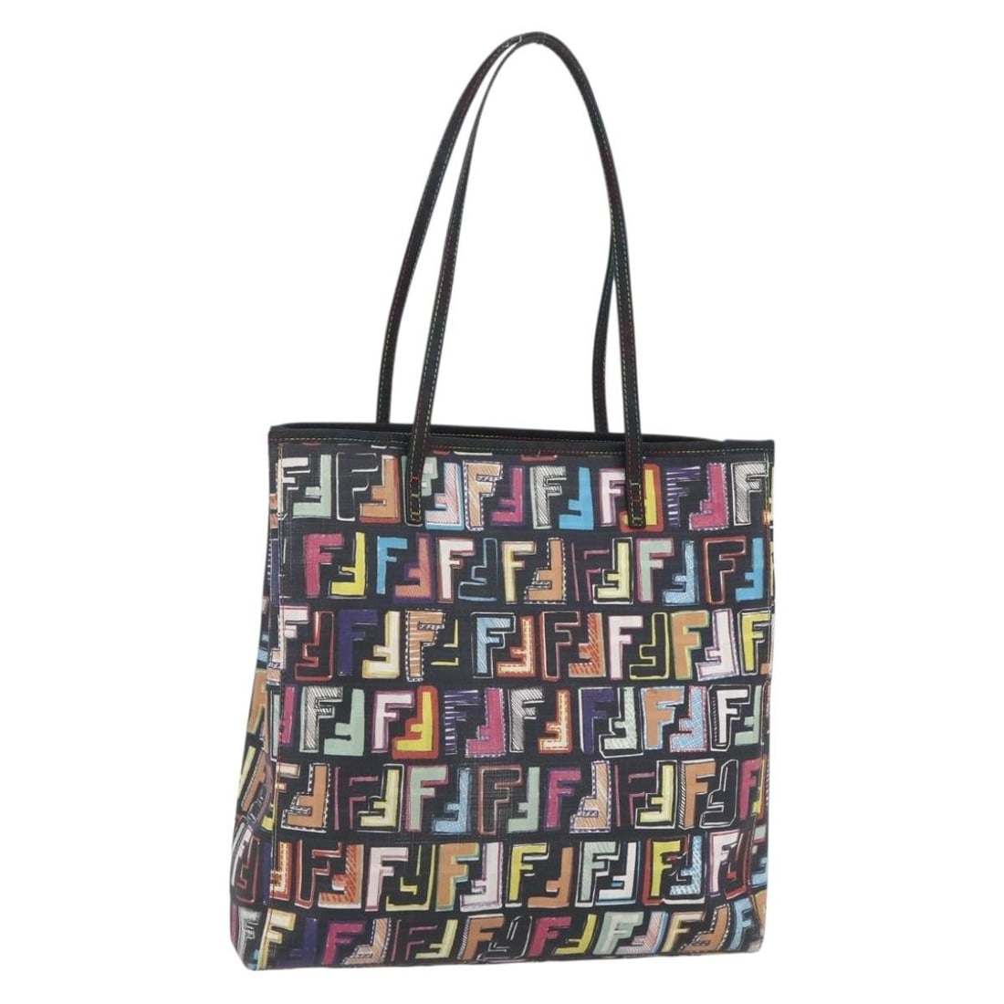 Multicolor PVC Leather Zucca Tote Bag by Fendi with Dust Bag: Multicolor PVC Leather Zucca Tote Bag by Fendi with Dust Bag This FENDI Zucca Canvas Tote Bag features a multicolor and gold design crafted from PVC leather and Zucca canvas. Designed for women, the b