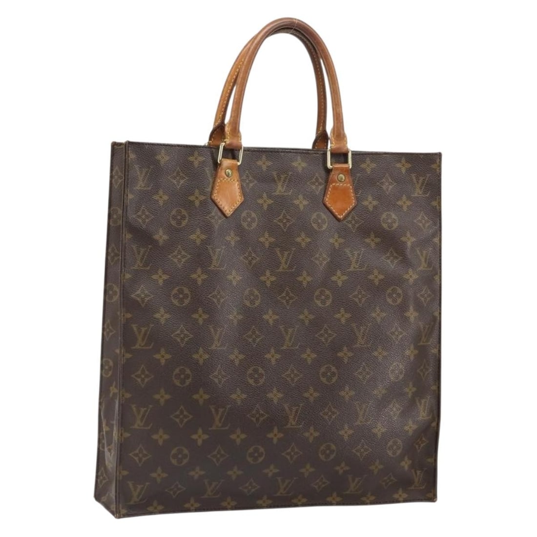 Louis Vuitton Sac Plat Monogram Canvas Handbag M51140 France: Louis Vuitton Sac Plat Monogram Canvas Handbag M51140 France This is a Louis Vuitton Sac Plat handbag crafted from signature Monogram Canvas. Designed for women, this stylish bag features a spacious i