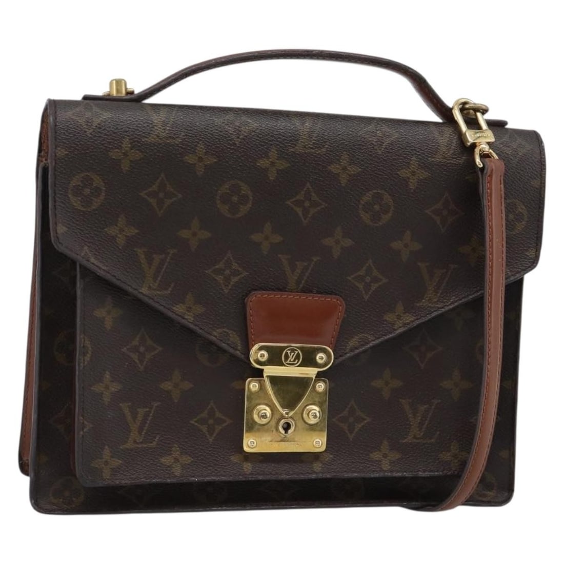 Louis Vuitton M51185 Monceau 28 Monogram Canvas Handbag with Strap: Louis Vuitton M51185 Monceau 28 Monogram Canvas Handbag with Strap Louis Vuitton Monceau 28 handbag in Monogram canvas with a structured silhouette and included shoulder strap. Made in France for wome