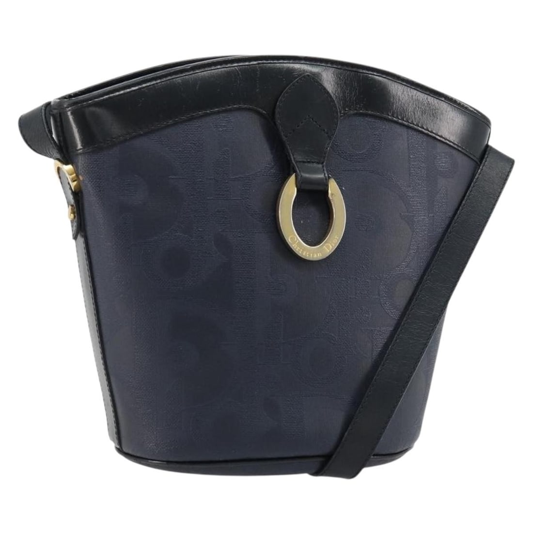 Christian Dior Trotter Shoulder Bag in Navy PVC Leather France: Christian Dior Trotter Shoulder Bag in Navy PVC Leather France Christian Dior Trotter Canvas Shoulder Bag in navy and gold, made in France. This women's shoulder bag is crafted from PVC leather and Tr