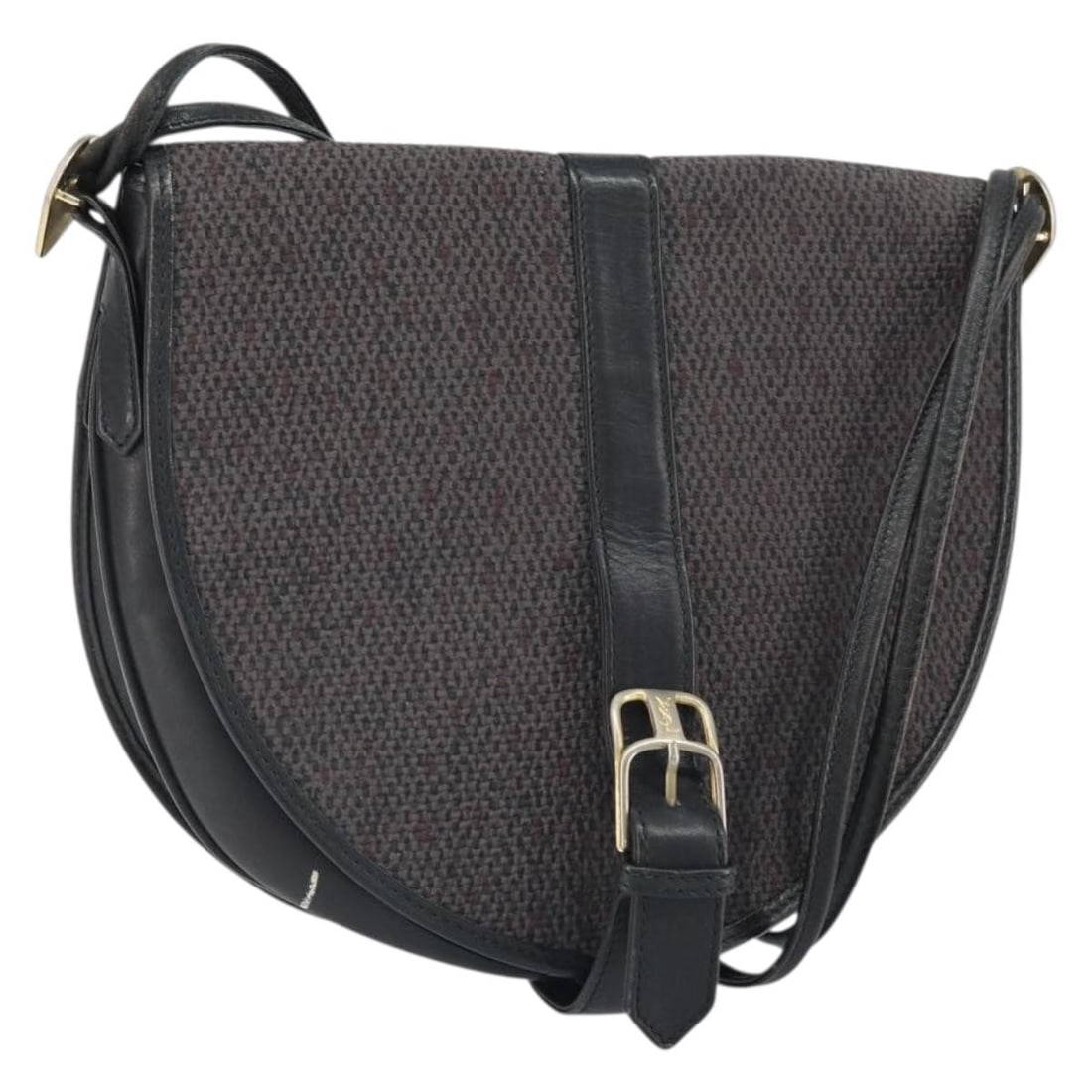 Gray Canvas Shoulder Bag by Saint Laurent with Leather Trim: Gray Canvas Shoulder Bag by Saint Laurent with Leather Trim Authentic Saint Laurent women's shoulder bag in gray canvas with leather trim. This shoulder bag is heavily used and shows visible wear thro