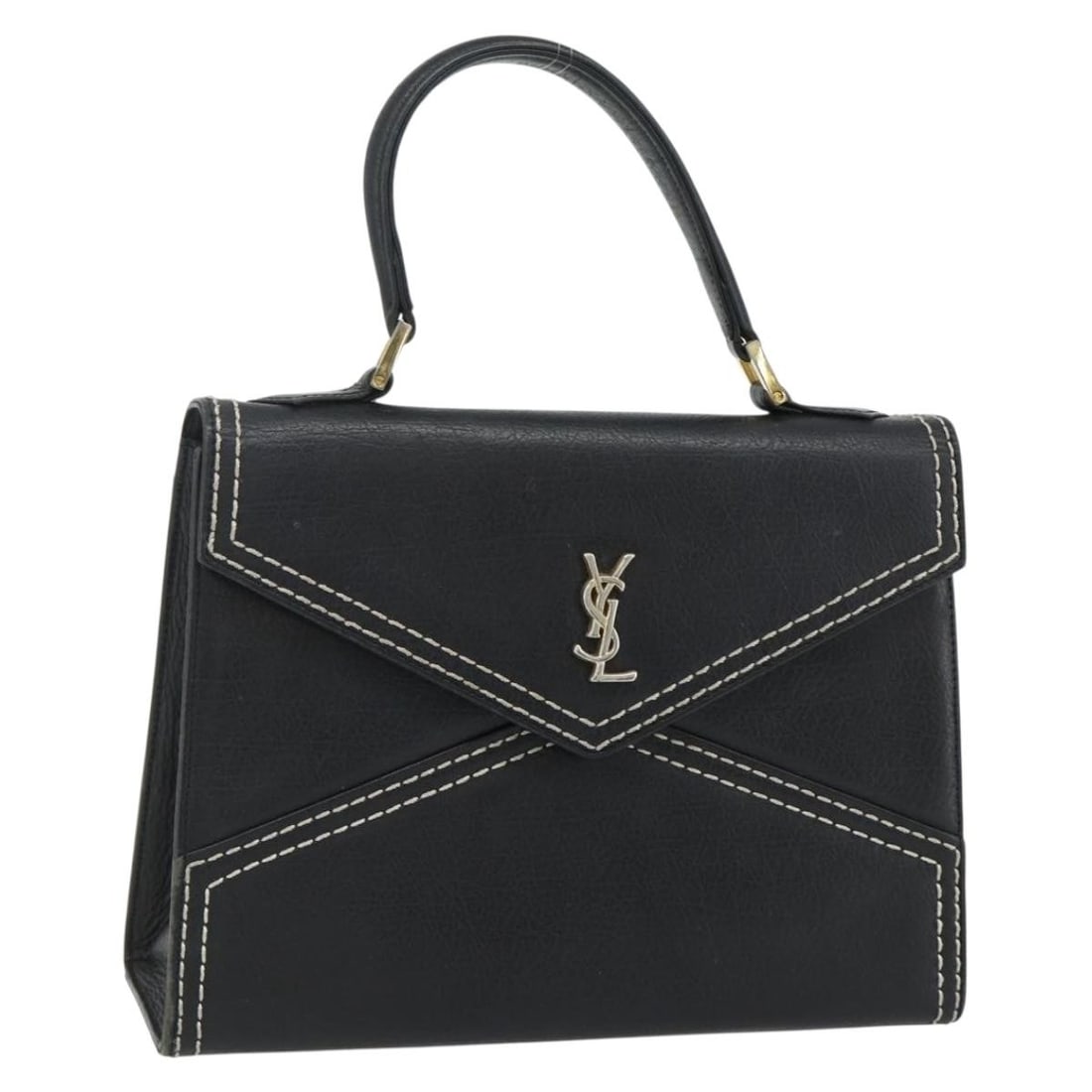 Saint Laurent Black Leather Handbag Gold Tone Hardware (1 of 18)