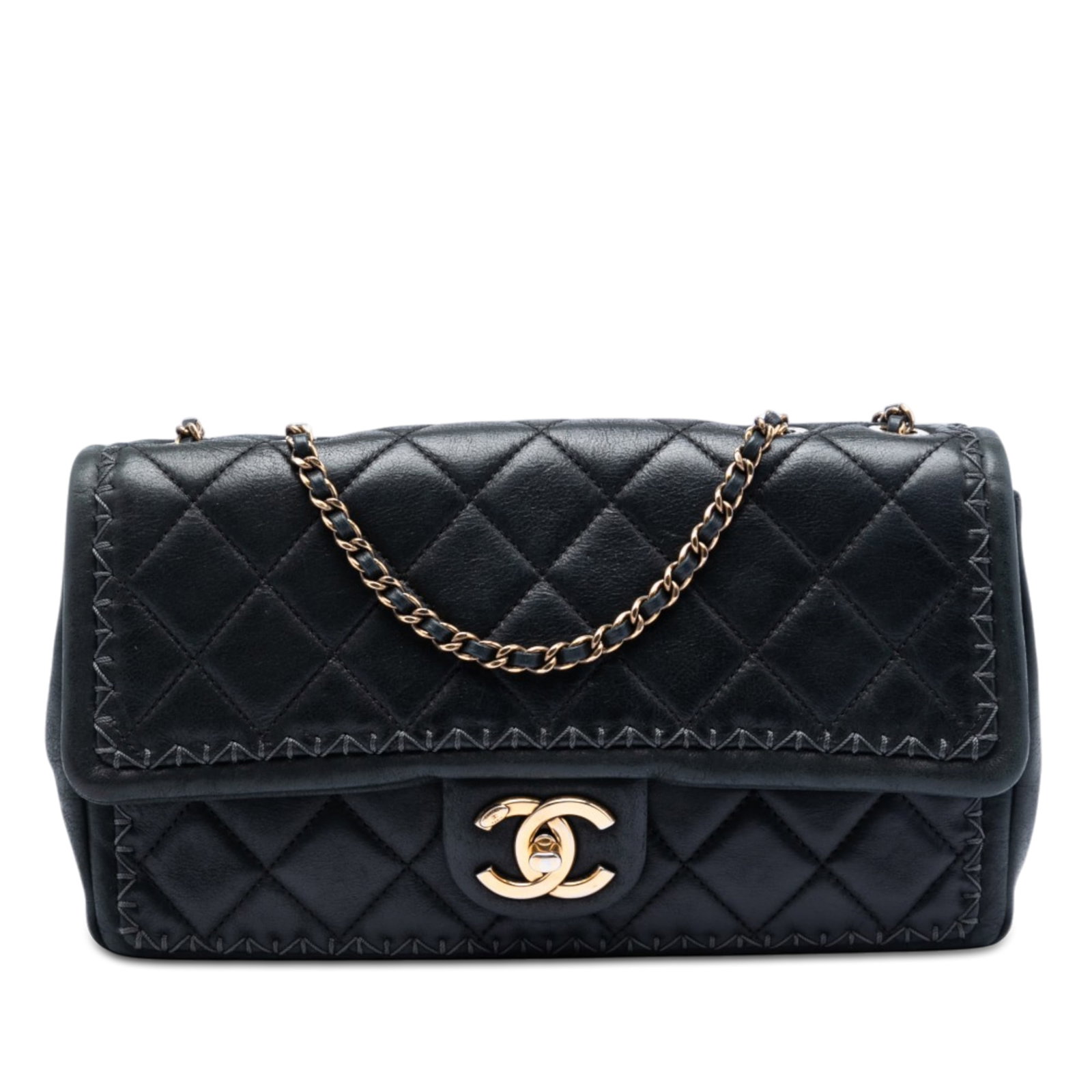 Chanel CC Single Flap Shoulder Bag Quilted Iridescent Calfskin: Chanel CC Single Flap Shoulder Bag Quilted Iridescent Calfskin Chanel CC Quilted Iridescent Calfskin Whipstitch Single Flap shoulder bag crafted with a quilted leather body and leather-woven chain str