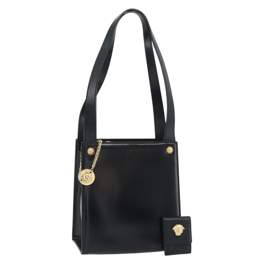 Leather Shoulder Bag Gianni Versace Black Gold with Pouch (1 of 18)