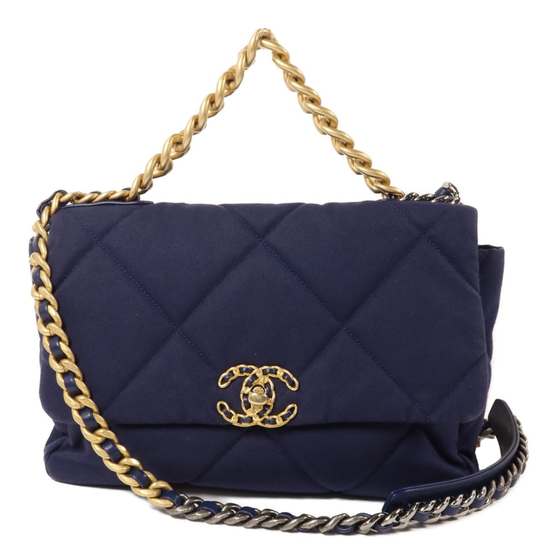 CHANEL Chanel 19 AS1161 Large Cotton 2way Shoulder Bag Navy (1 of 16)