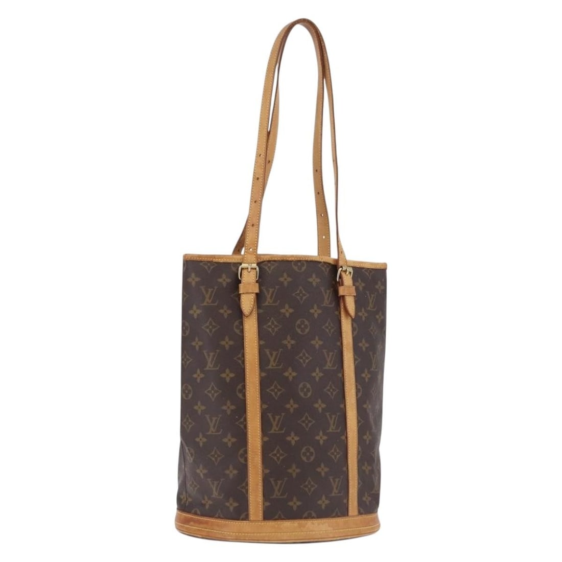 Louis Vuitton Bucket GM Monogram Canvas Shoulder Bag M42236: Louis Vuitton Bucket GM Monogram Canvas Shoulder Bag M42236 Louis Vuitton Monogram Bucket GM shoulder bag in Monogram canvas, style number M42236. This women's shoulder bag was made in France and feat