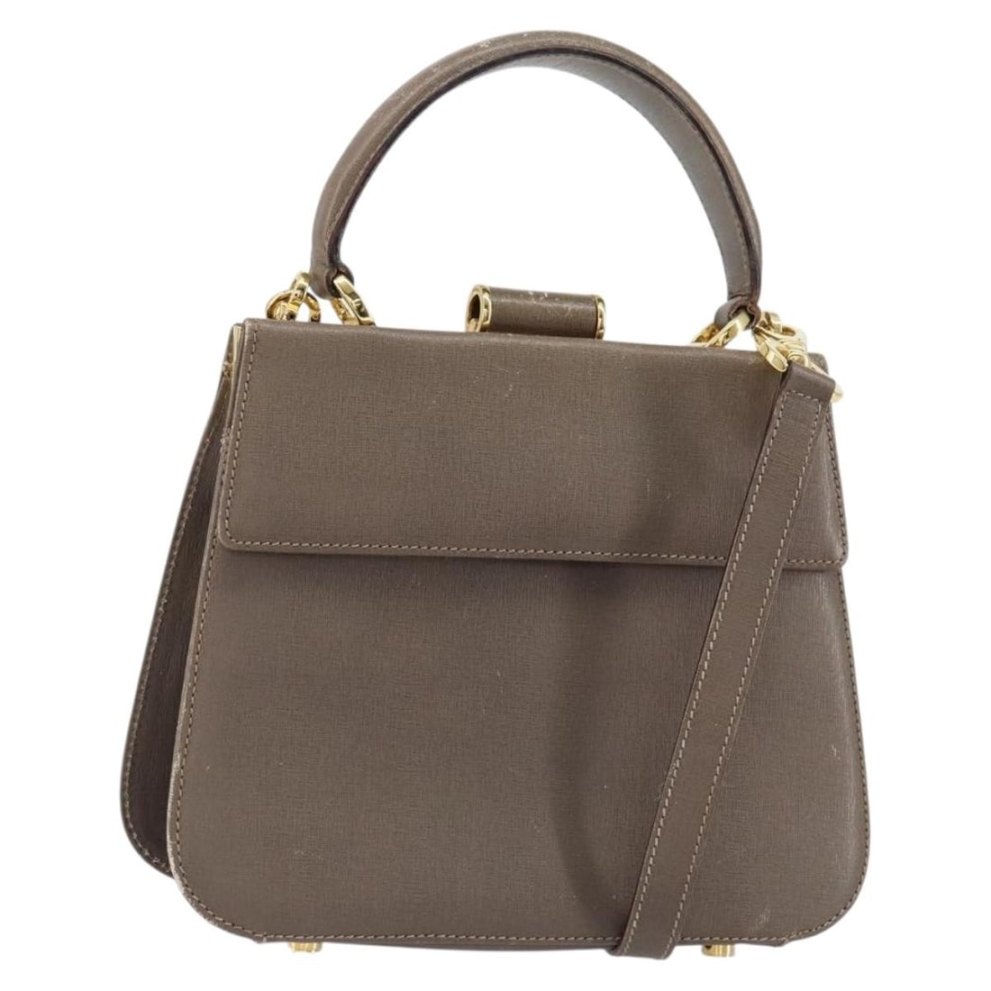 Salvatore Ferragamo Gancini Gray Gold Leather Hand Bag Auth 151260: Salvatore Ferragamo Gancini Gray Gold Leather Hand Bag Auth 151260 This elegant Salvatore Ferragamo Gancini Hand Bag is a sophisticated accessory crafted from premium leather in a stylish gray and gol