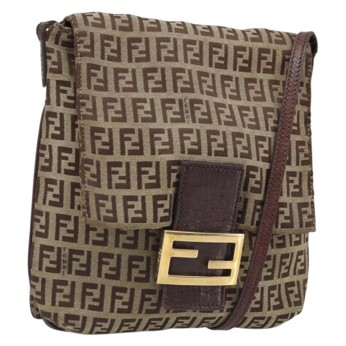 Fendi Beige Gold Zucchino Canvas Shoulder Bag 173996: Fendi Beige Gold Zucchino Canvas Shoulder Bag 173996 Authentic Fendi Zucchino canvas shoulder bag in beige and gold. This women's shoulder bag is made in Italy and includes only the bag shown, with no