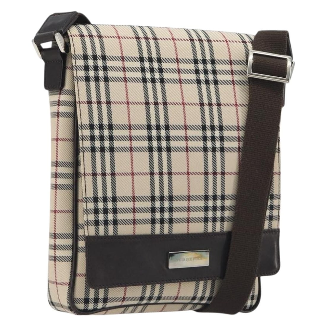Burberry Nova Check canvas shoulder bag beige silver tone: Burberry Nova Check canvas shoulder bag beige silver tone Authentic Burberry shoulder bag in beige and silver canvas with the signature Nova Check design. This women's bag has an adjustable shoulder s