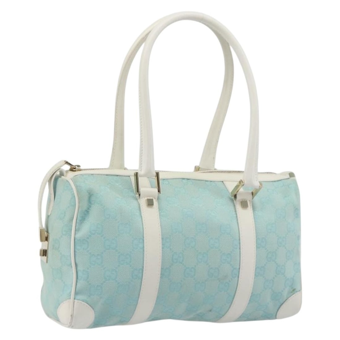 GUCCI 000 0851 GG Canvas Handbag Light Blue Gold: GUCCI 000 0851 GG Canvas Handbag Light Blue Gold Gucci women's handbag in light blue GG canvas with gold-tone accents. Made in Italy, this piece is from product line 000 0851. Please note that only th