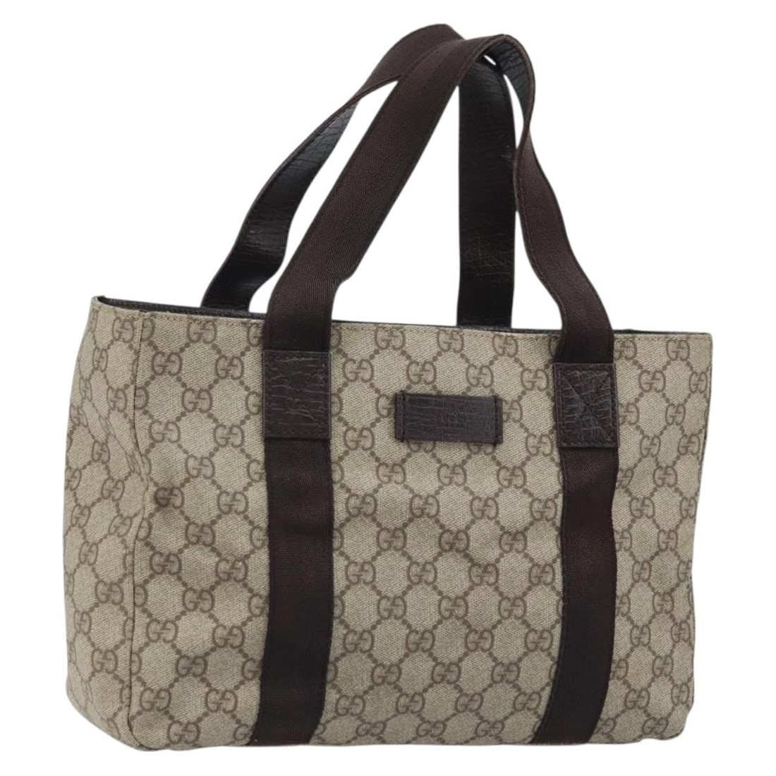 Gucci 141976 GG Canvas Leather Hand Bag Silver Beige: Gucci 141976 GG Canvas Leather Hand Bag Silver Beige Gucci GG Supreme handbag in silver and beige with leather and GG canvas construction. This women's bag was made in Italy and includes only the item