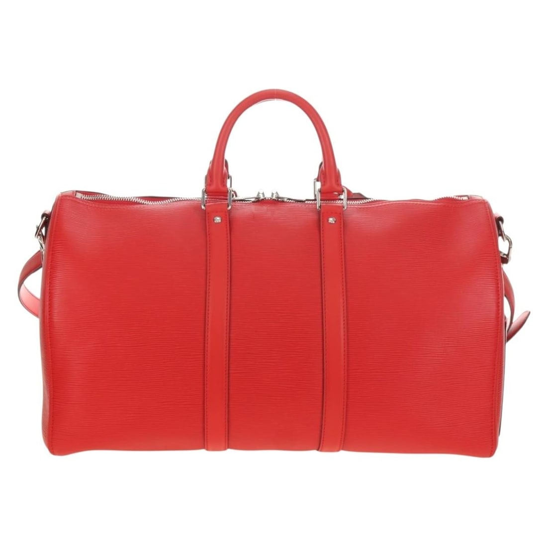 Louis Vuitton x Supreme Keepall 45 Bandouliere Epi Leather Boston Bag M53419: Louis Vuitton x Supreme Keepall 45 Bandouliere Epi Leather Boston Bag M53419 Louis Vuitton Epi Supreme Keepall Bandouliere 45 Boston Bag in red Epi leather, made in France. This women's bag is identif