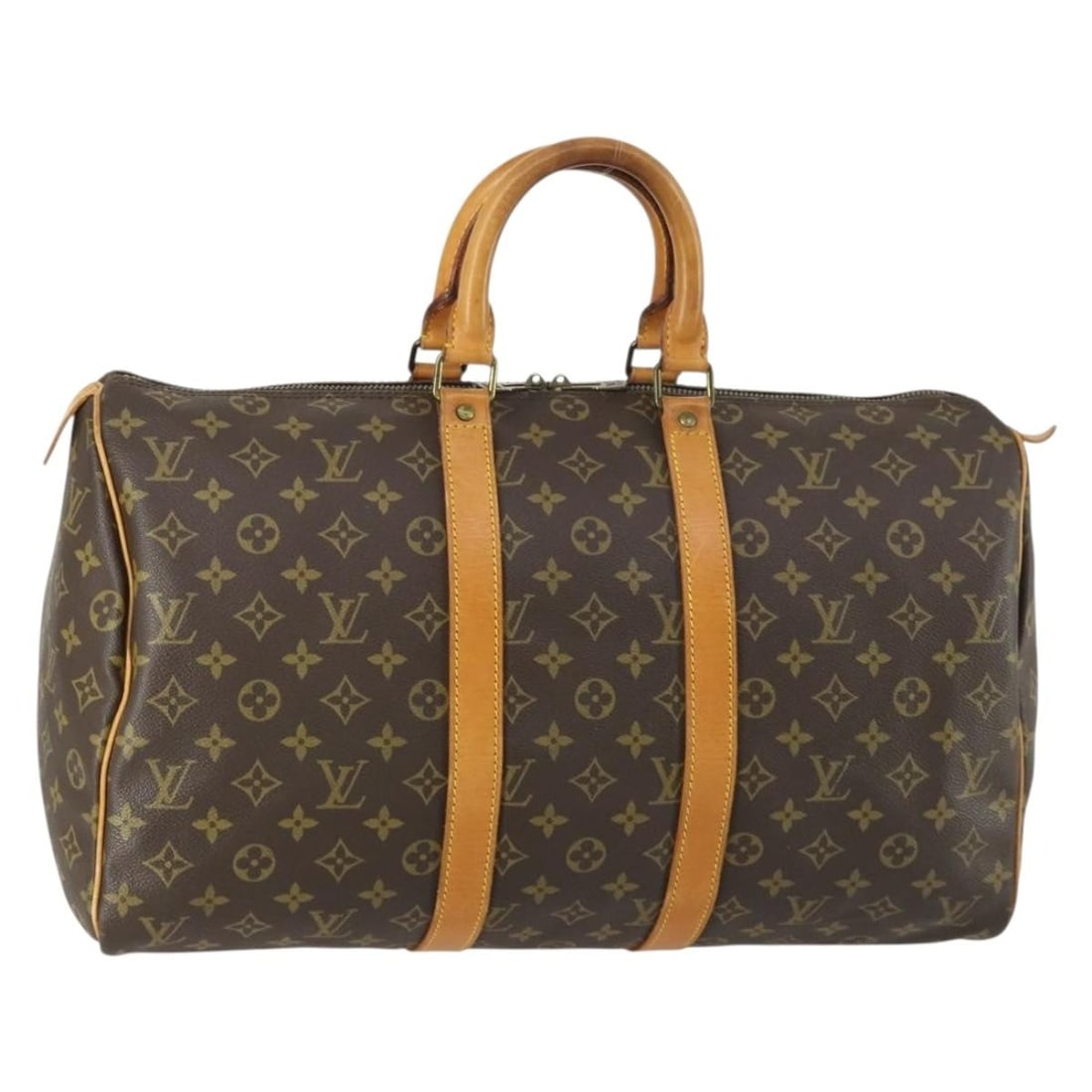 Louis Vuitton M41428 Keepall 45 Monogram Canvas Boston Bag: Louis Vuitton M41428 Keepall 45 Monogram Canvas Boston Bag Louis Vuitton Keepall 45 Boston bag in Monogram canvas. This women's travel bag is made in France and includes only the bag shown; box and du