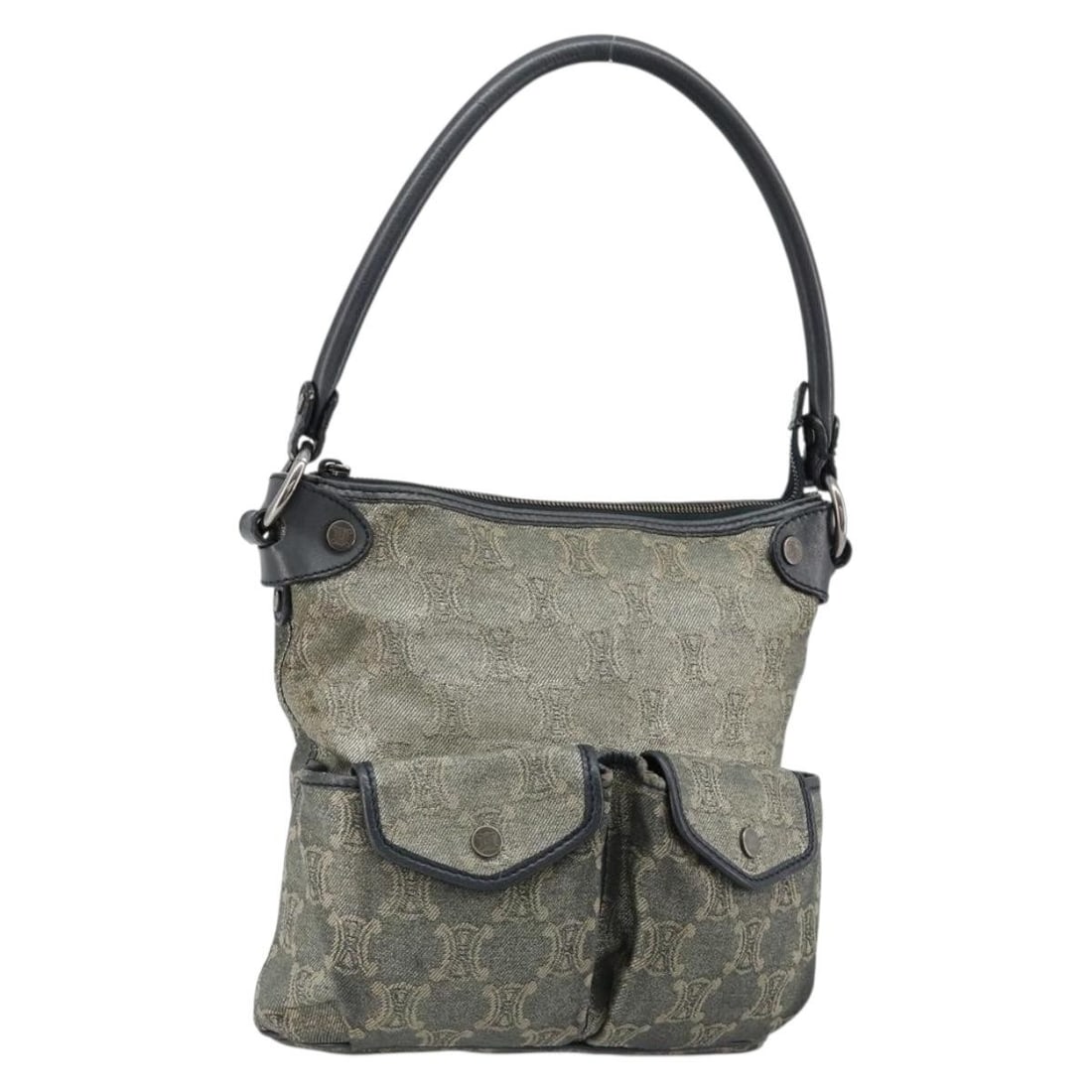 CELINE Paris Macadam Shoulder Bag Gray Silver Canvas Italy (1 of 18)