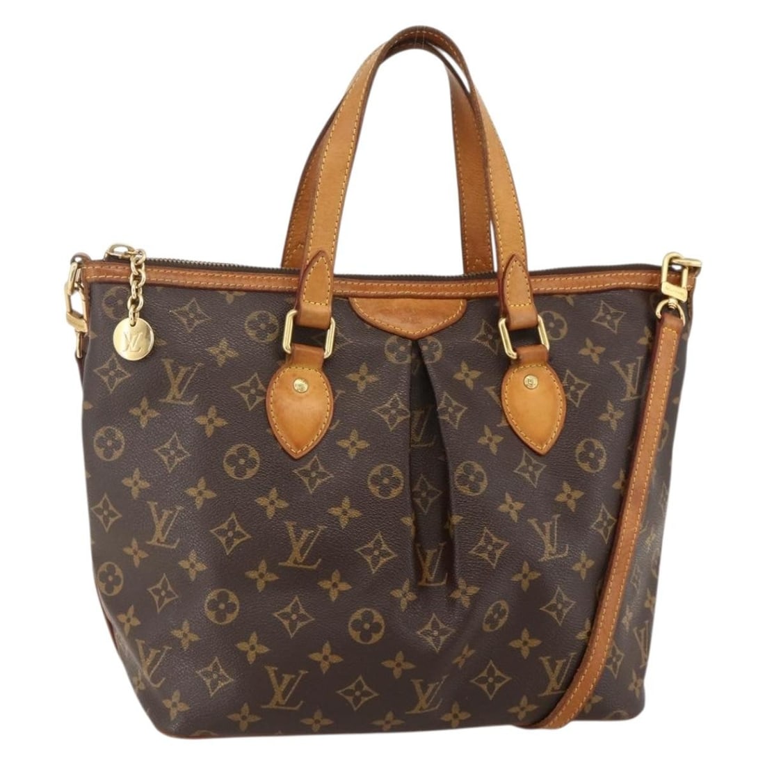 Louis Vuitton M40145 Palermo PM Monogram Canvas Tote with Strap: Louis Vuitton M40145 Palermo PM Monogram Canvas Tote with Strap Louis Vuitton Palermo PM tote bag in Monogram canvas with a shoulder strap. Made in France, this women's bag shows heavy use with visibl