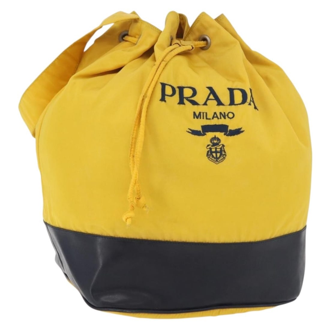 PRADA Nylon Shoulder Bag in Yellow and Silver with Guarantee Card: PRADA Nylon Shoulder Bag in Yellow and Silver with Guarantee Card Authentic Prada shoulder bag in yellow and silver nylon with a guarantee card included. This women's bag was made in Italy and shows h