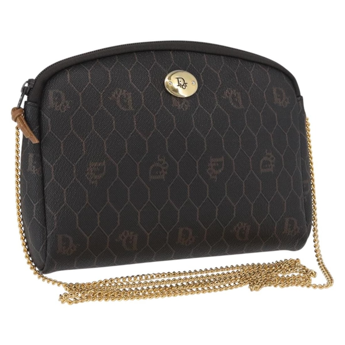 Christian Dior Honeycomb Canvas PVC Leather Shoulder Bag Gray Gold: Christian Dior Honeycomb Canvas PVC Leather Shoulder Bag Gray Gold Authentic Christian Dior shoulder bag in gray and gold honeycomb canvas with PVC leather trim. This women's bag was made in France an