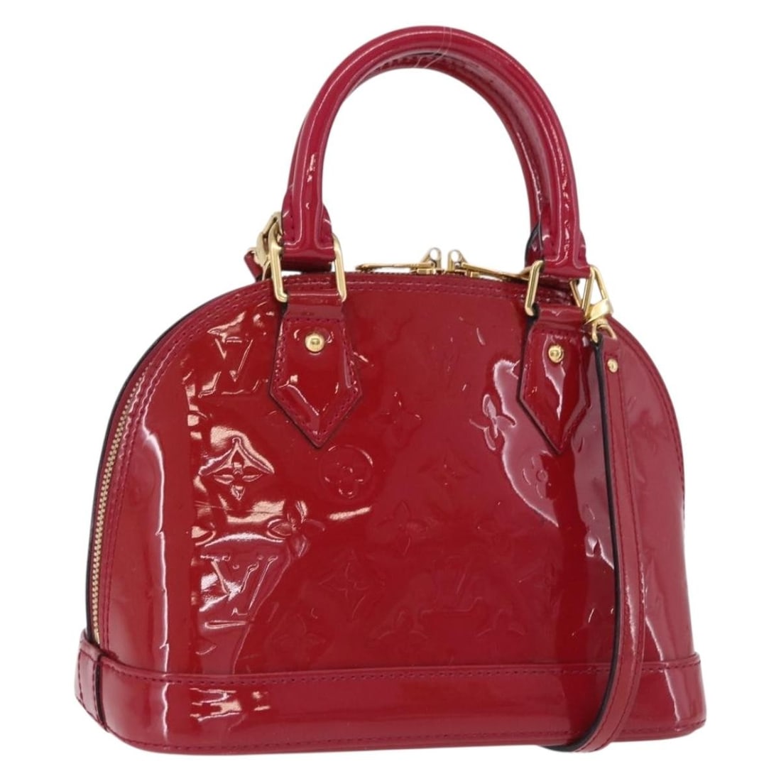 Louis Vuitton Alma BB M91771 Vernis Patent Leather Red Handbag: Louis Vuitton Alma BB M91771 Vernis Patent Leather Red Handbag Louis Vuitton Monogram Vernis Alma BB handbag in Red/Rose Andian patent leather. This women's handbag includes a shoulder strap and was m