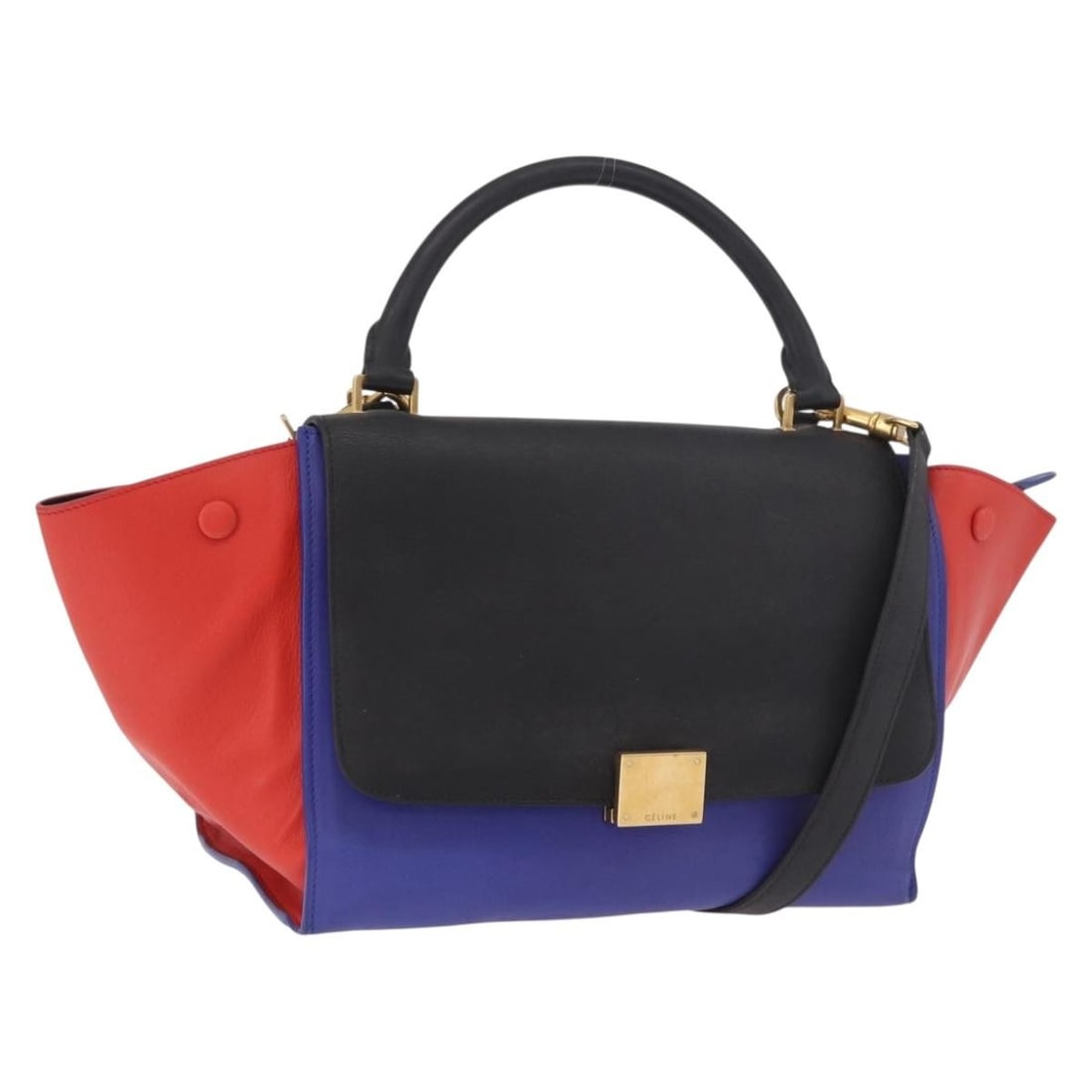 Celine Tricolor Trapeze Multicolor Leather Handbag: Celine Tricolor Trapeze Multicolor Leather Handbag Celine Tricolor Trapeze Leather handbag in multicolour leather. It is described as a female model with dimensions of 30 cm x 20 cm x 47 cm and countr
